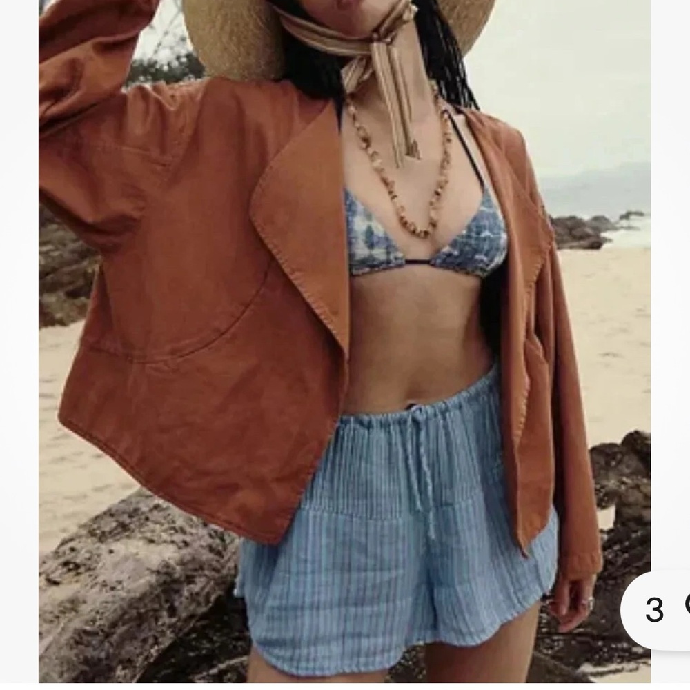 Free people Bagatelle Faux Suede Draped Jacket in Sienna - Size M 0013
